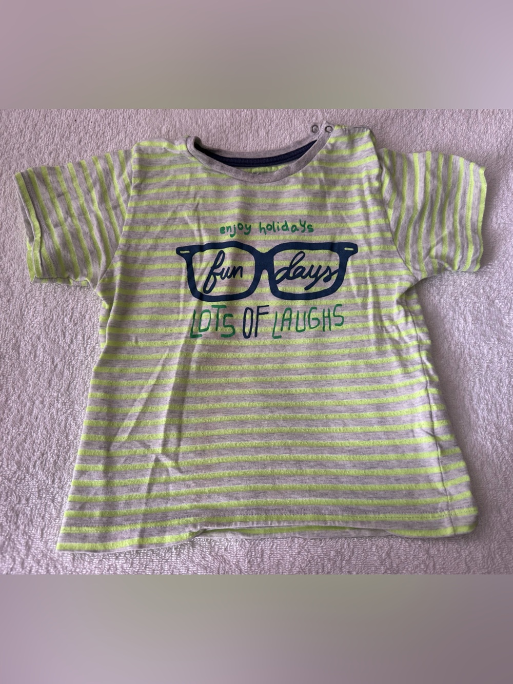 Mayoral Neon Lime & Light Gray Striped Tee with Sunglasses Print
